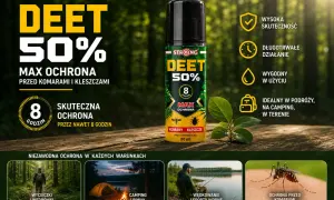 Spray DEET 50% to skuteczny sposób, co odstrasza kleszcze i komary, zapewniając ochronę do 8 godzin. Idealny na wycieczki i biwaki.